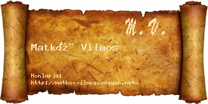 Matkó Vilmos névjegykártya